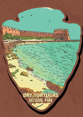 Vintage Dry Tortugas National Park, Retro National park, USA Dry Tortugas
