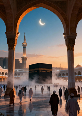 Kaaba in Mecca at Sunset