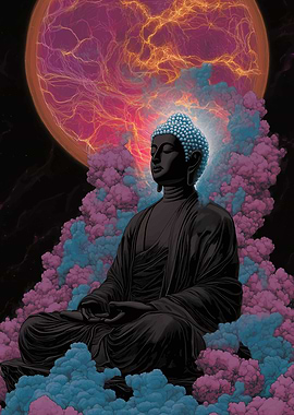 Meditating Buddha with Cosmic Background