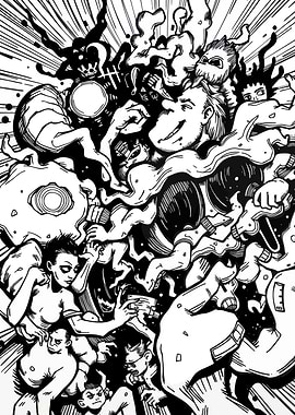 Monochrome Crowd Illustration