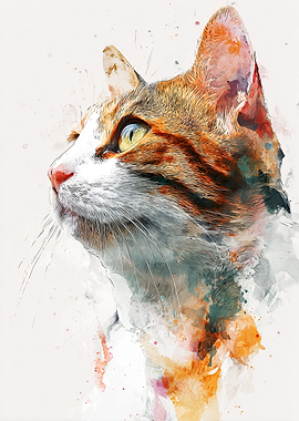 Watercolor Cat Portrait