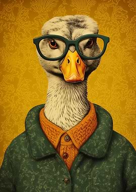 Duck Portrait with Glasses