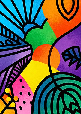 Colorful Abstract Geometric Composition