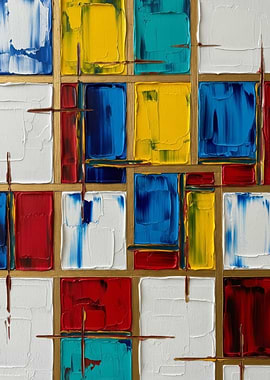Abstract Geometric Painting with Primary Colors