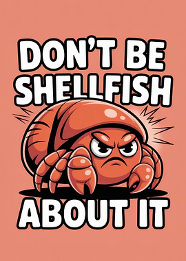 Don't Be Shellfish About It Hermit Crab Cartoon