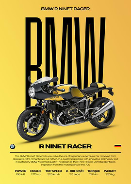 BMW R NineT Racer Motorcycle Poster