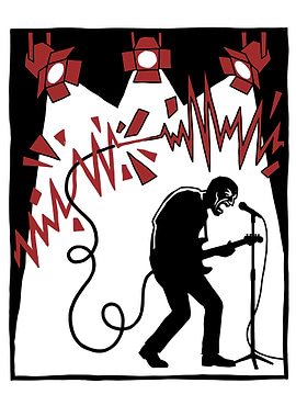 Rock Concert Silhouette with Red Accents