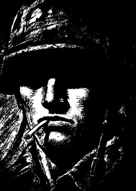 Monochrome Soldier Smoking