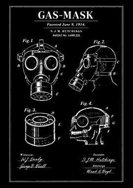 Gas Mask Patent Drawing - 1914