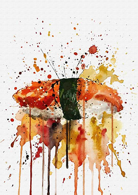 Watercolor Sushi Nigiri Art