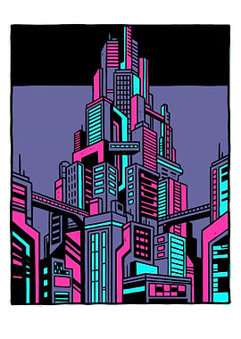 Cyberpunk Cityscape Illustration