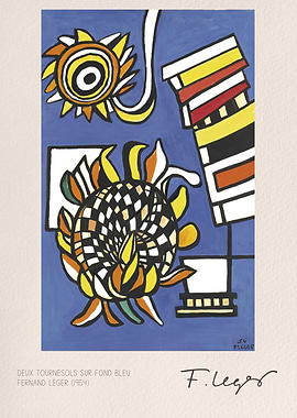 Deux Tournesols Sur Fond Bleu Painting