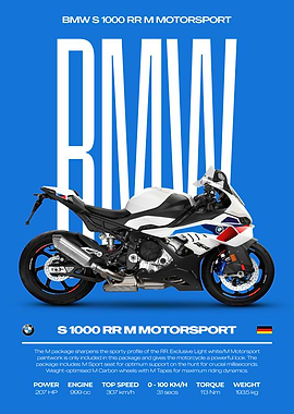BMW S 1000 RR M Motorsport Motorcycle Poster