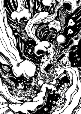 Monochrome Abstract Fantasy Illustration