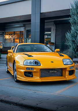 Yellow Toyota Supra parked outdoors