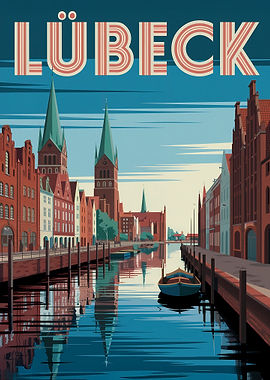Lübeck Cityscape Travel Poster