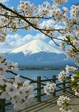 Mount Fuji with Cherry Blossoms