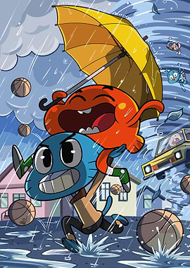 Gumball and Darwin in the Rain