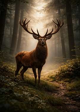 Majestic Deer in Forest