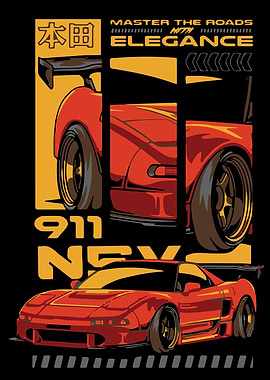 Red Sports Car Elegance Graphic