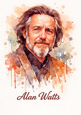 Alan Watts Watercolor Portrait
