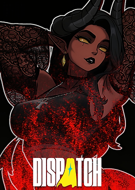 Demon Girl with Dispatch Logo