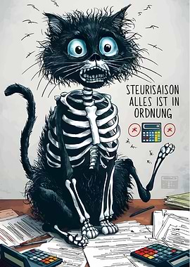 Tax Season Cat Cartoon