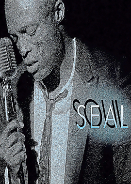 Seal performing with microphone, digital art