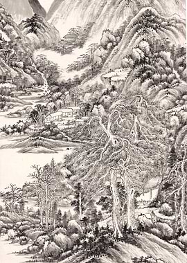 Chinese Mountains Landscape Painting Wang Shimin
