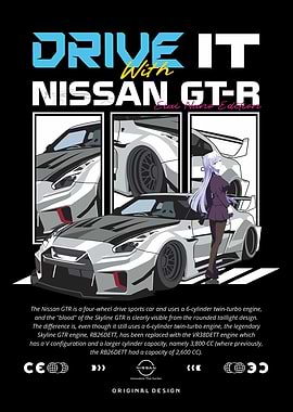 Nissan GT-R Anime Style Graphic