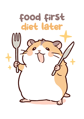 Cute Hamster with Cutlery Cartoon