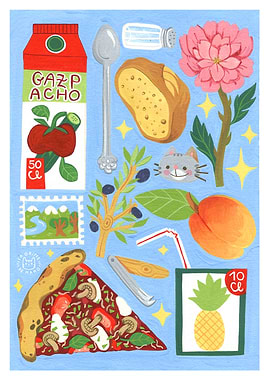 Whimsical Food and Object Collage