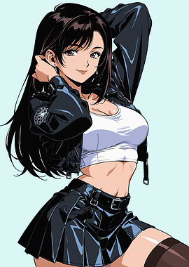 Anime Girl in Black Leather Jacket