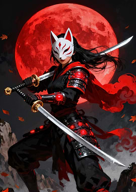 Fox Mask Warrior with Dual Swords