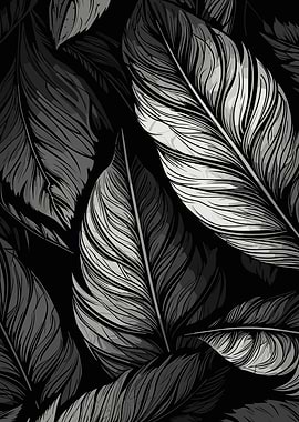 Monochrome Feather Pattern
