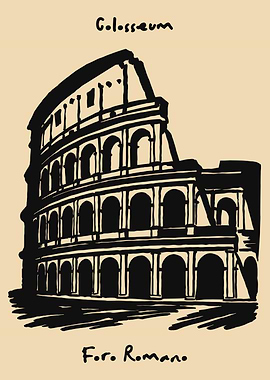 Colosseum and Foro Romano Illustration