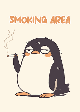 Smoking Penguin Cartoon Illustration