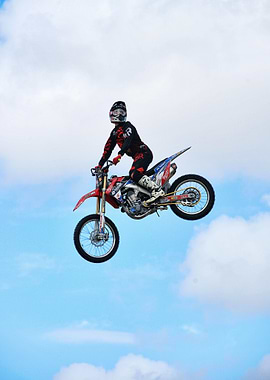Motocross Rider Mid-Air Stunt