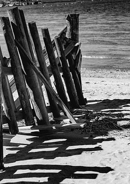 Black and White Beach Fence