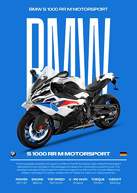 BMW S 1000 RR M Motorsport Motorcycle Poster