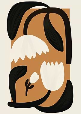 Abstract Floral Boho Art with Tulips