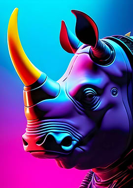 Cyberpunk Rhino Portrait