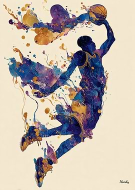 Abstract Fluid Ink Basketball Player – Dynamic Motion Art