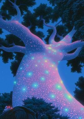 Glowing Tree at Night
