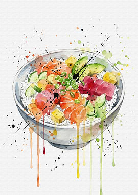 Watercolor Chirashi Sushi