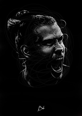 Screaming Man Portrait in Black and White