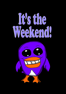 It's the Weekend! Purple Cartoon Penguin