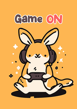 Cute Kangaroo Gamer Illustration