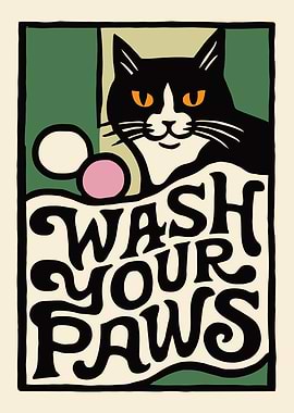 Wash Your Paws Cat Art
