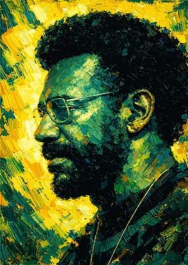 Billy ocean Portrait in Green and Yellow